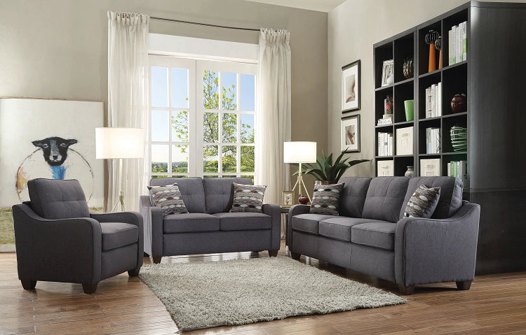 Cleavon II Gray Linen Sofa w/2 Pillows