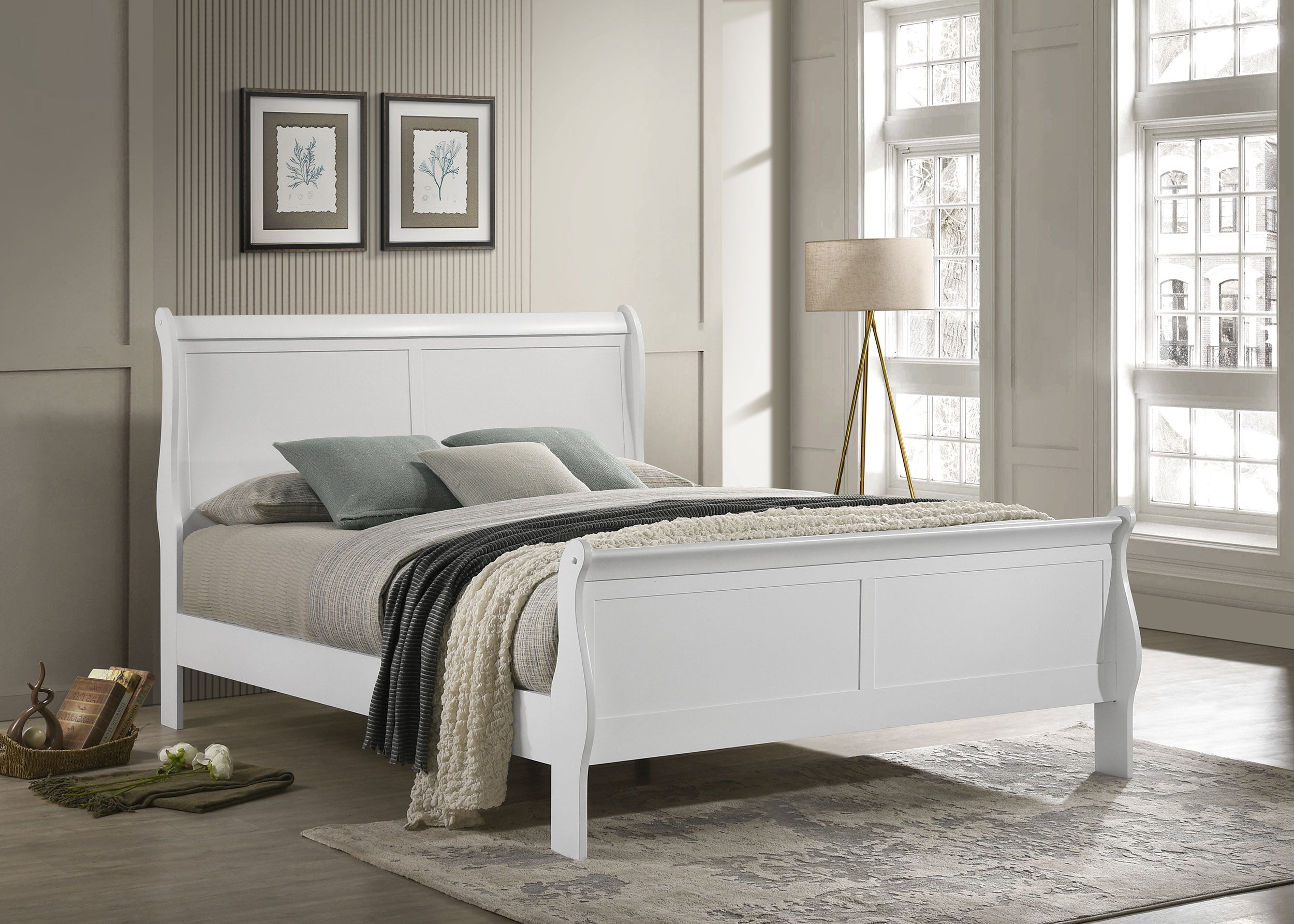 Louis Philippe Sleigh Panel Bed