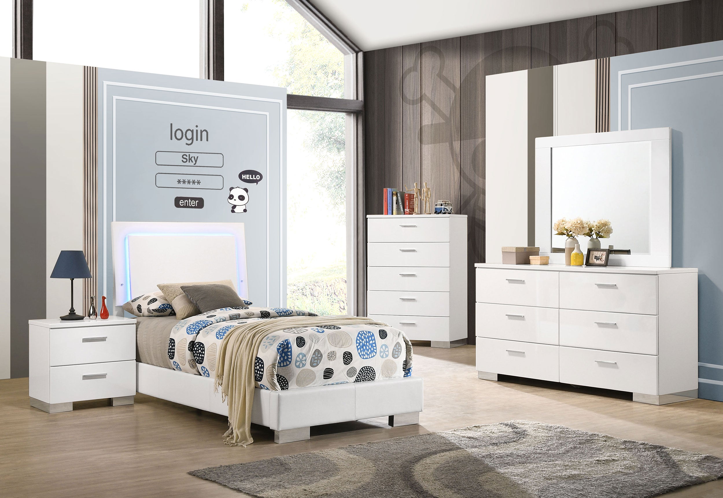 Felicity Panel Bed with LED Lighting