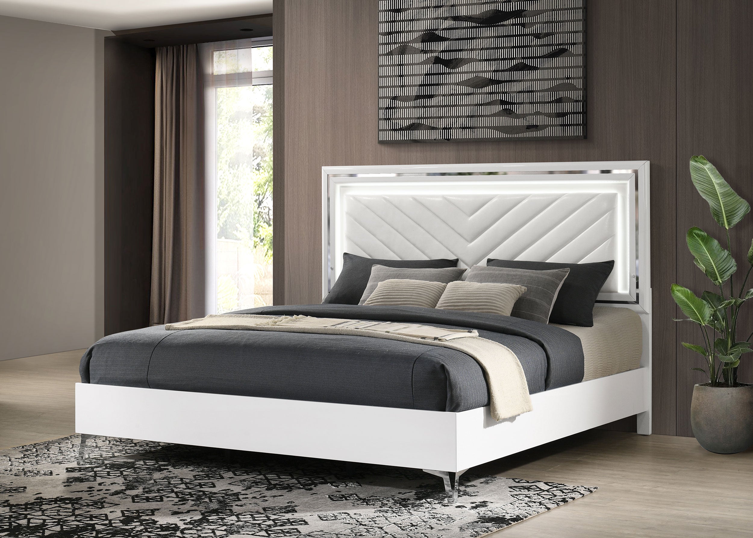 Cassia Panel Bed with LED Lighting