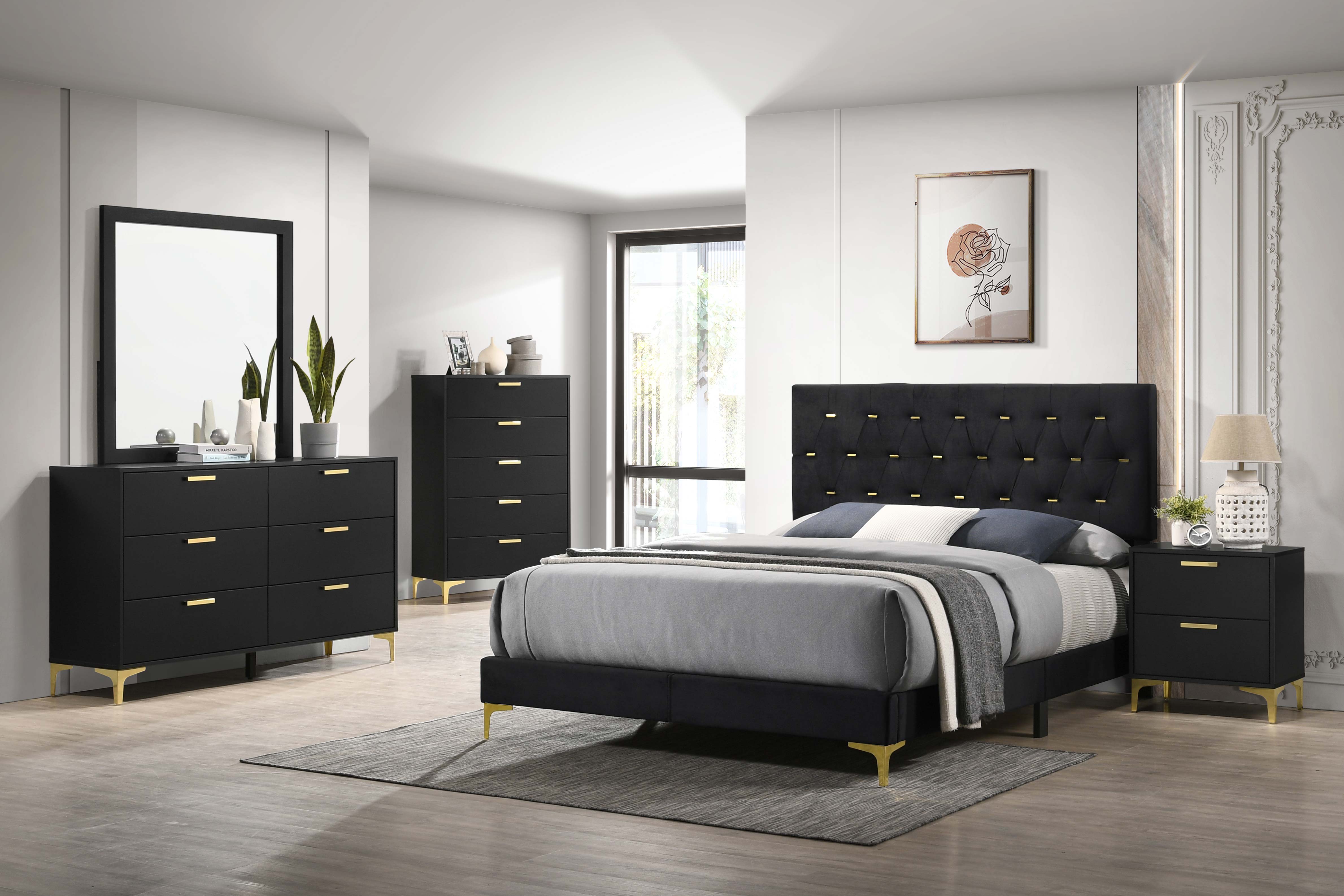 Kendall Panel Bed E.King, & Queen Black & White
