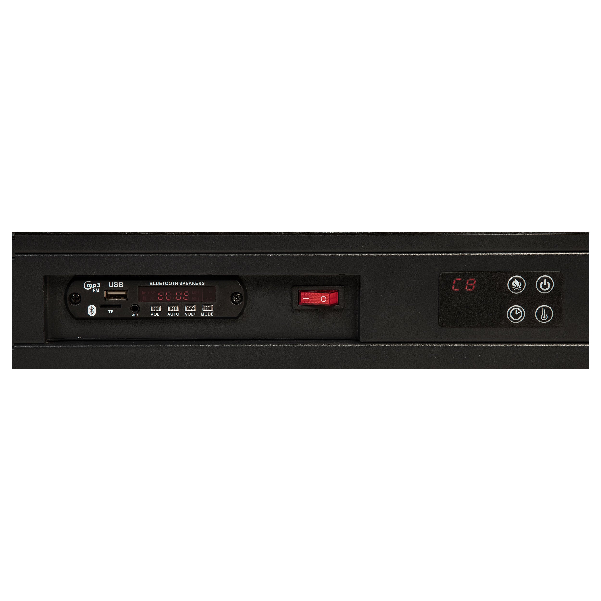 Senna Panel Bed with Bluetooth Speaker and Flame Visualizer