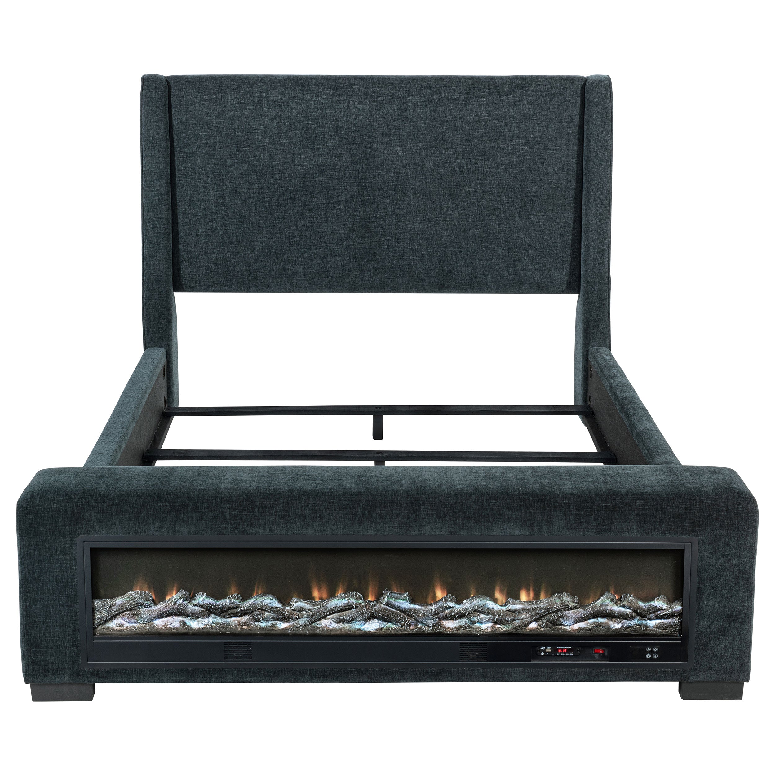 Preston Wingback Bed with Flame Visualizer and Bluetooth Speaker