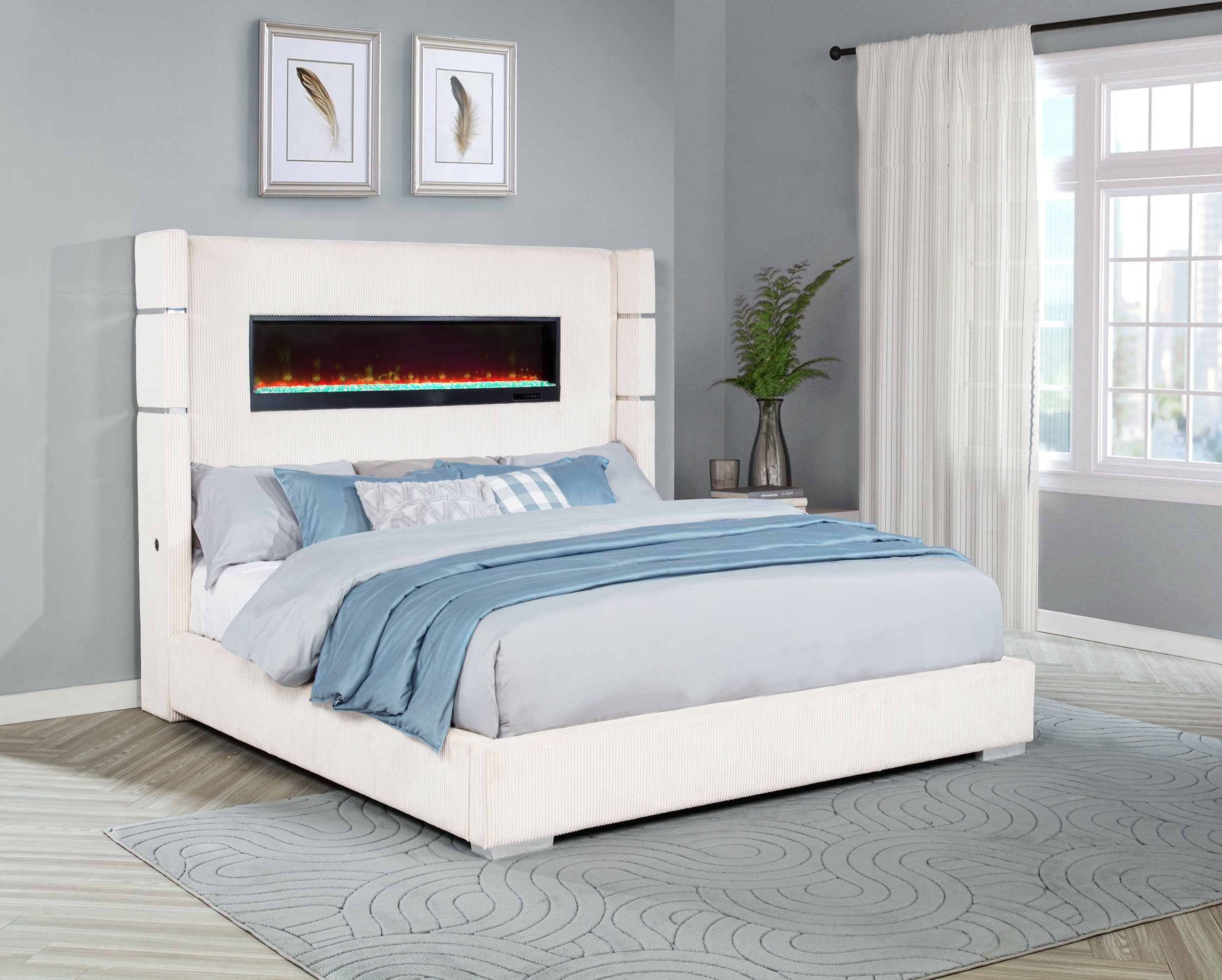 Tisdall Wingback Bed with Flame Visualizer