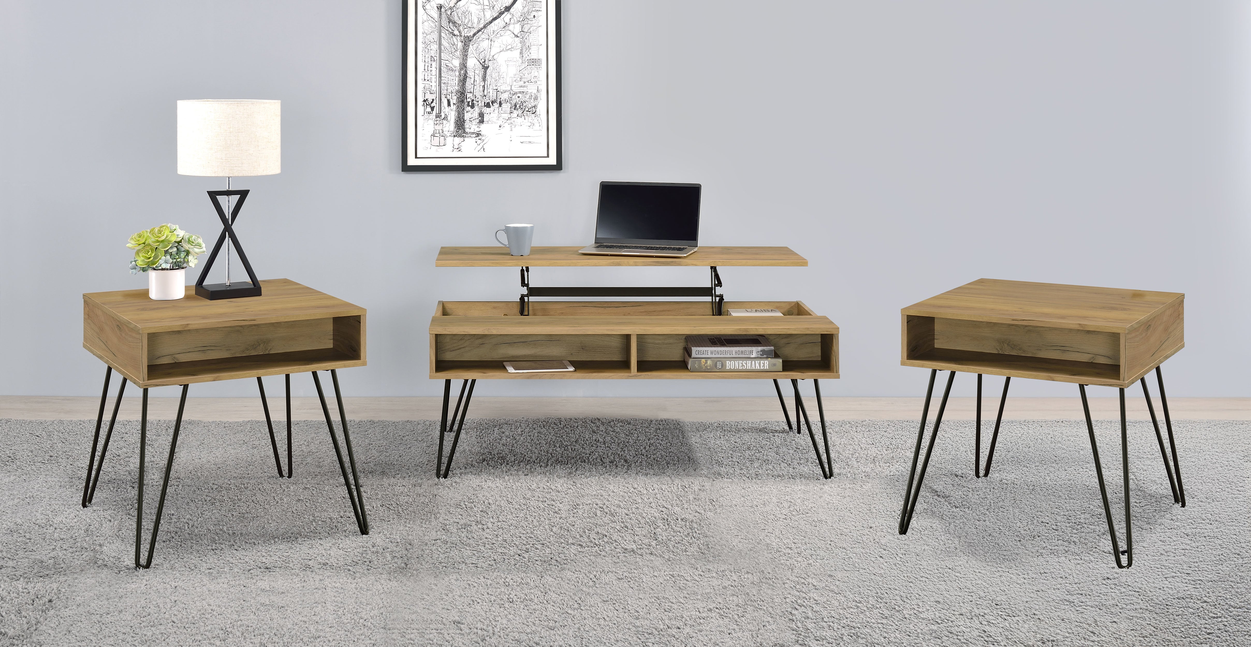 Fanning Lift-Top Coffee Table Set