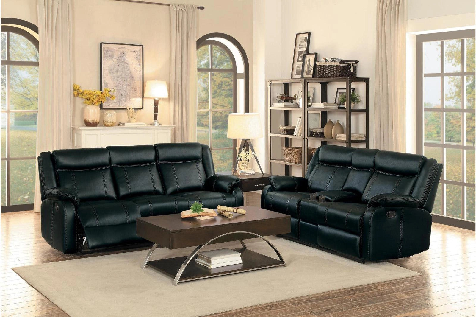 Jude Double Glider Recliner Sofa in Black 8201BLK-3