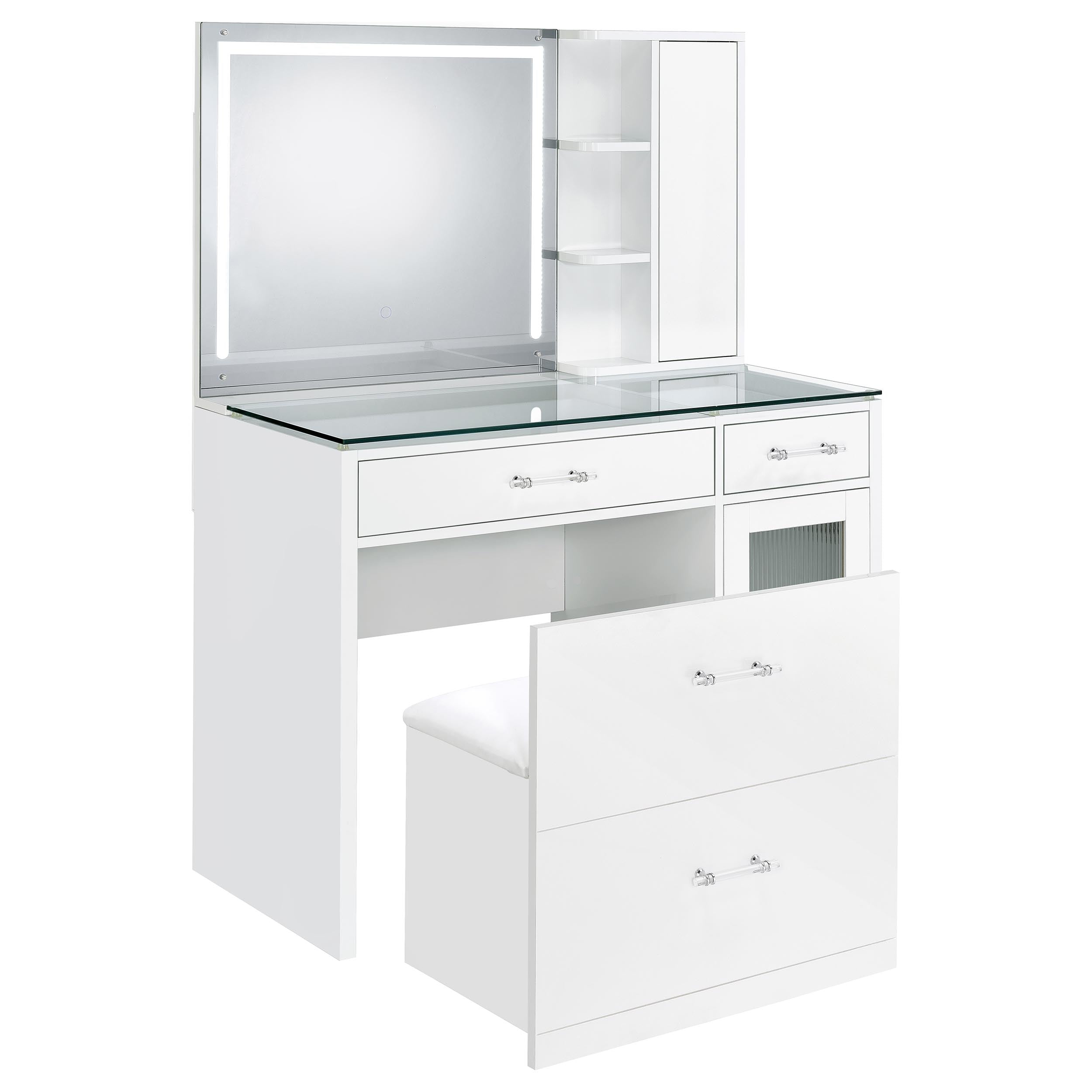 Flora Makeup Vanity Table with LED Mirror and Stool