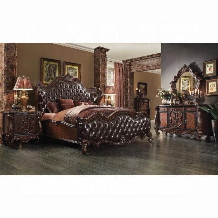 Versailles 2-Tone Dark Brown PU & Cherry Oak California King Bed