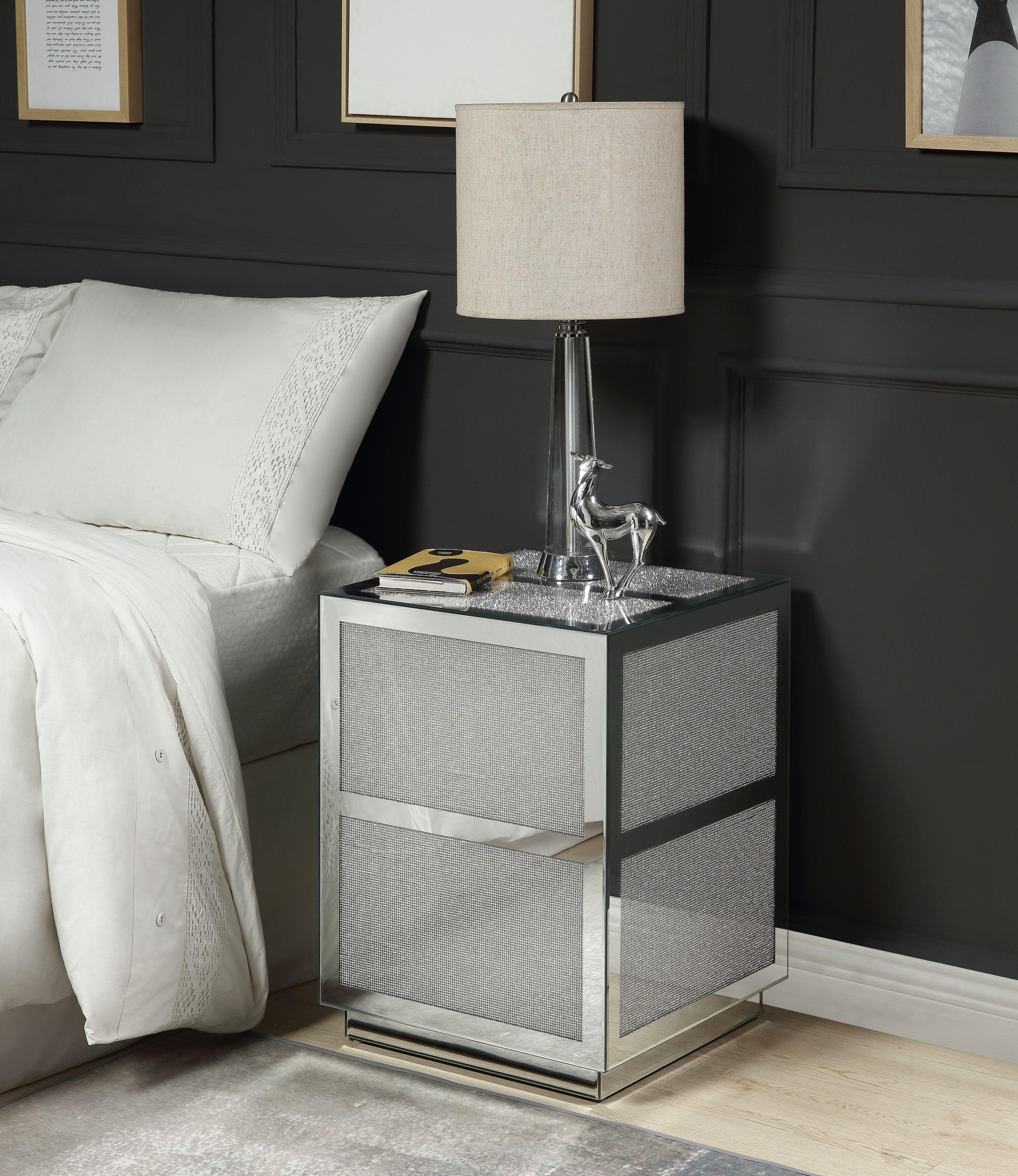 Lavina Mirrored & Faux Diamonds End Table