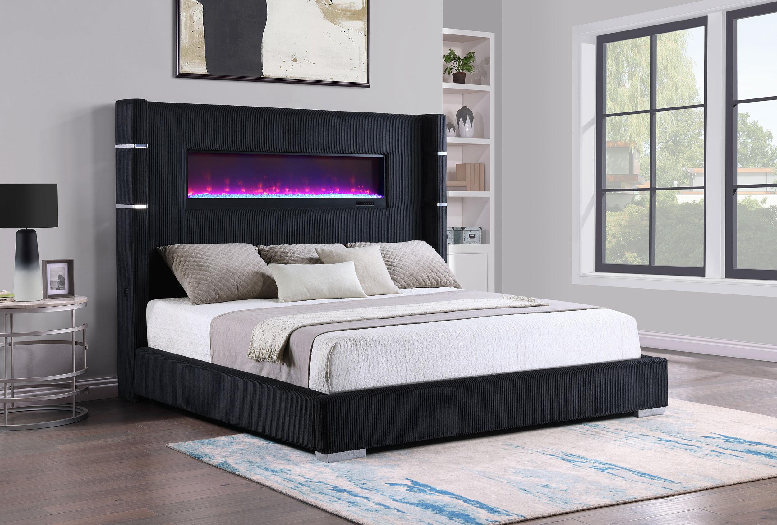 Tisdall Wingback Bed with Flame Visualizer