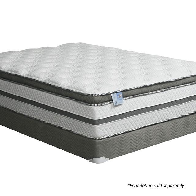 SIDDALEE White/Gray 16" Euro Pillow Top Mattress, Cal.King