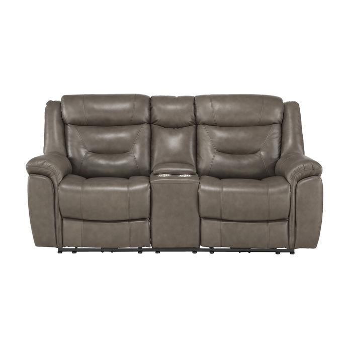 Danio Power Double Reclining Loveseat with Power Headrests in Brownish Gray 9528BRG-2PWH