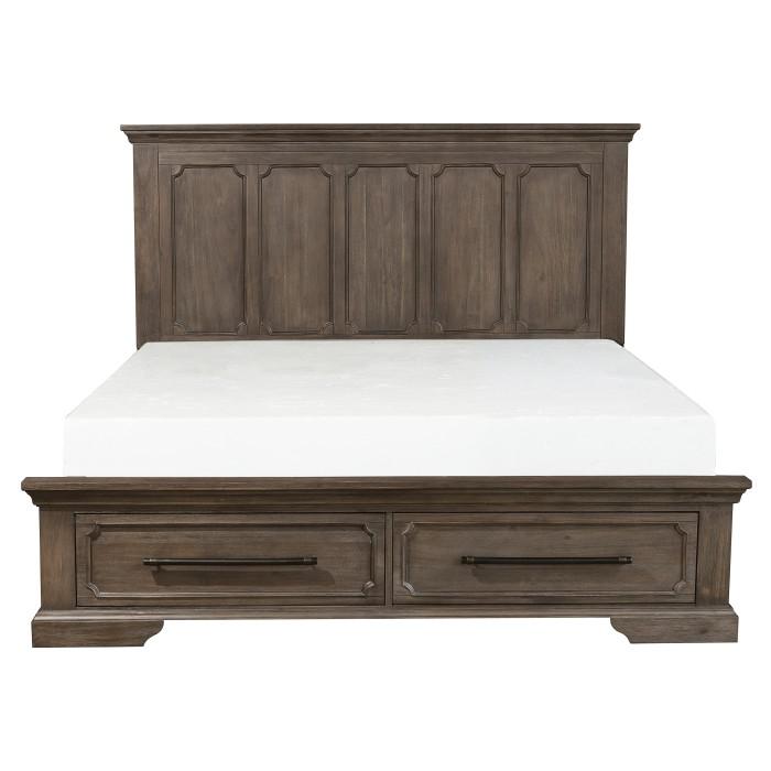 Taulon Queen Platform Bed with Footboard Storage in Dark Oak 5438-1*