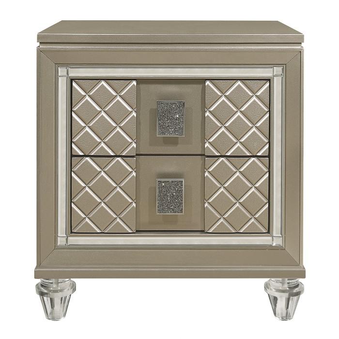 Youth Loudon 2 Drawer Nightstand in Champagne Metallic B1515-4