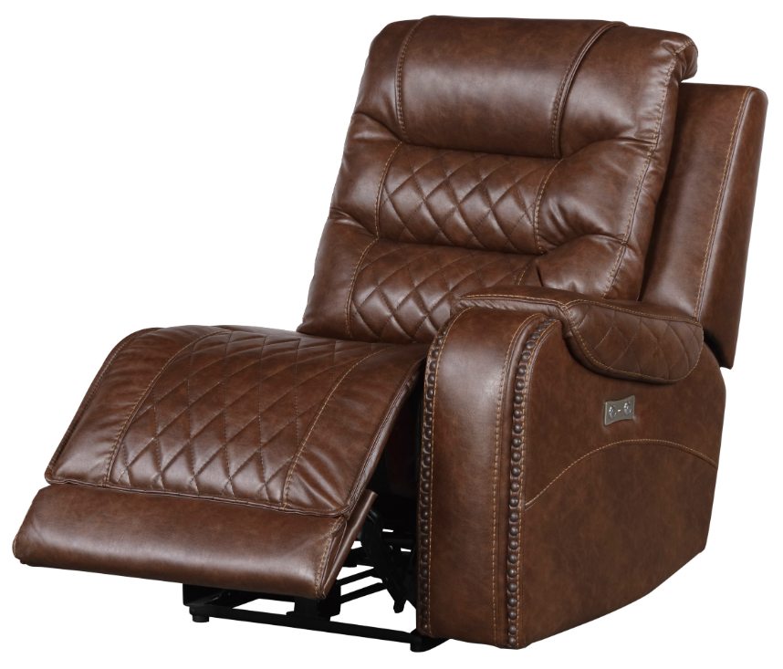 Putnam Power Right Side Reclining Chair with USB Port in Brown 9405BR-RRPW