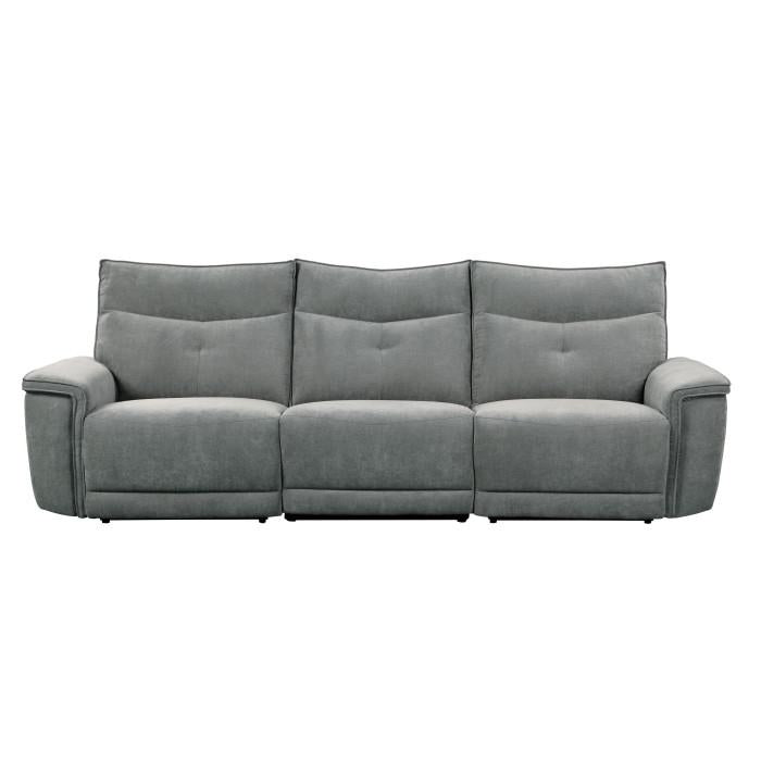 Tesoro Power Double Reclining Sofa w/ Power Headrests in Dark Gray
