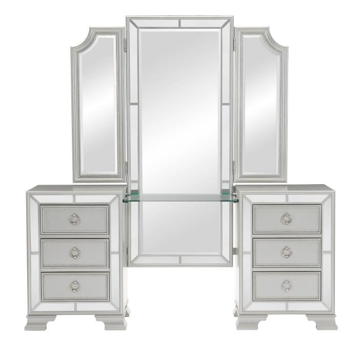 Avondale Vanity Dresser with Mirror in Silver 1646-15