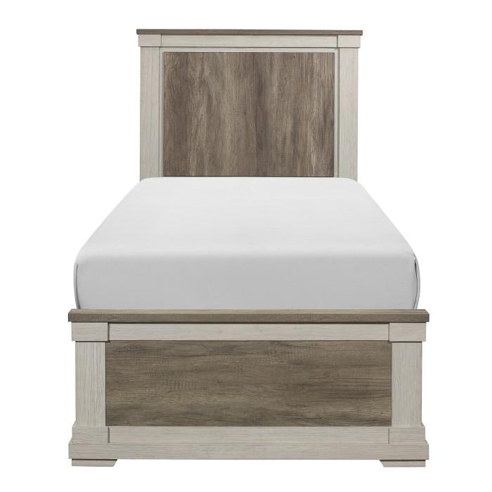 Arcadia Twin Panel Bed in White & Weathered Gray 1677T-1*
