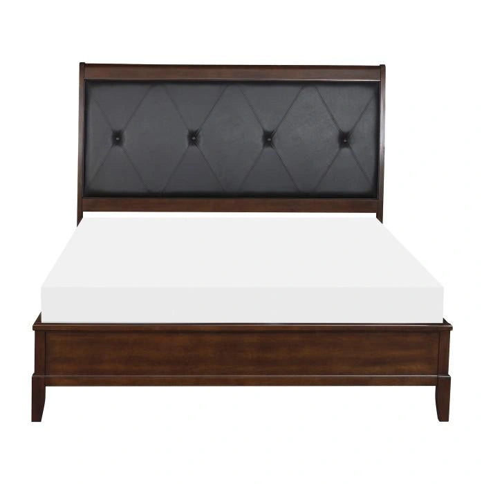 Cotterill Queen Upholstered Sleigh Bed in Cherry 1730-1