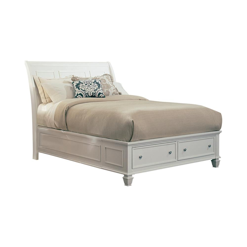 Sandy Beach Queen Storage Sleigh Bed Cream White image