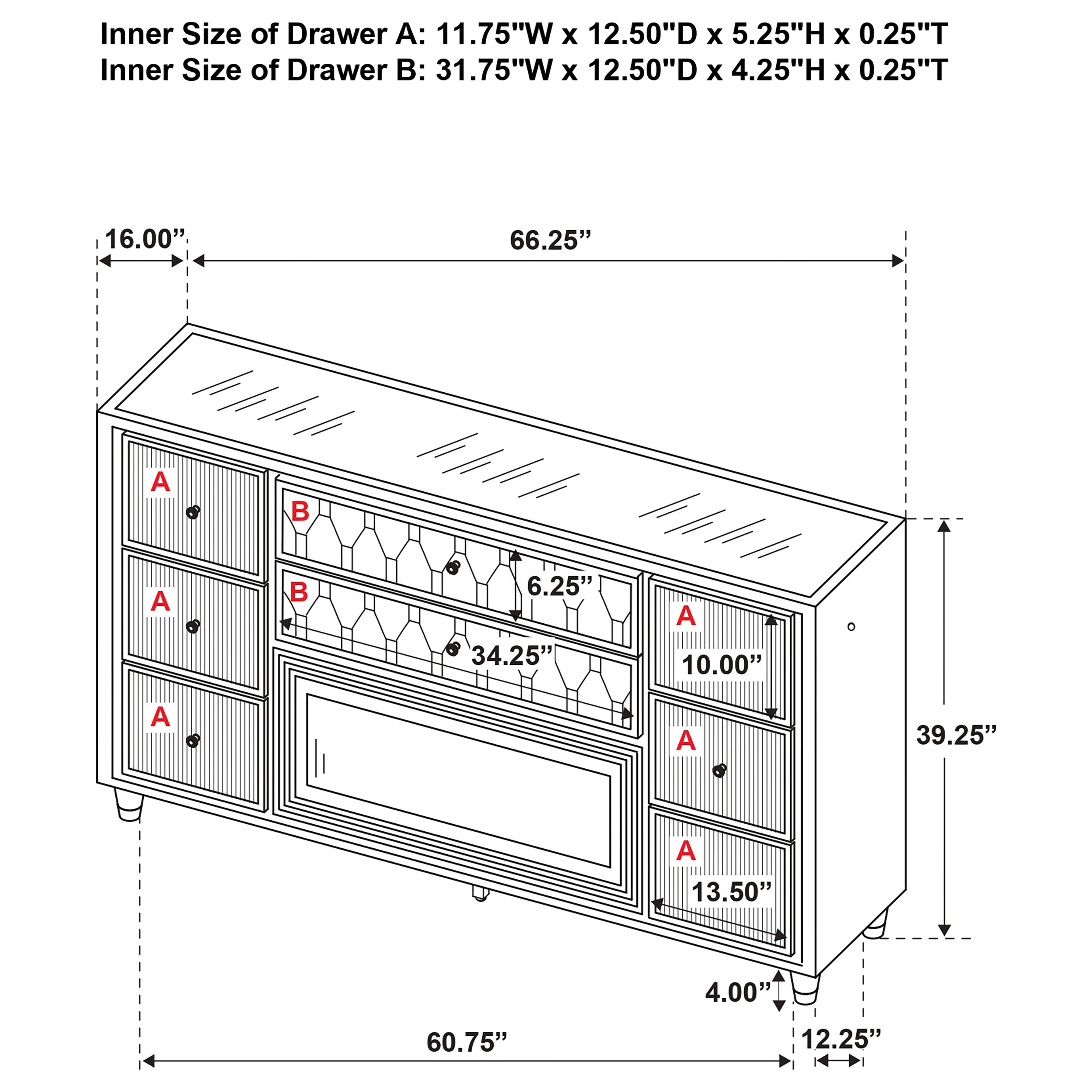 Lorient LED Dresser with Flame Visualizer