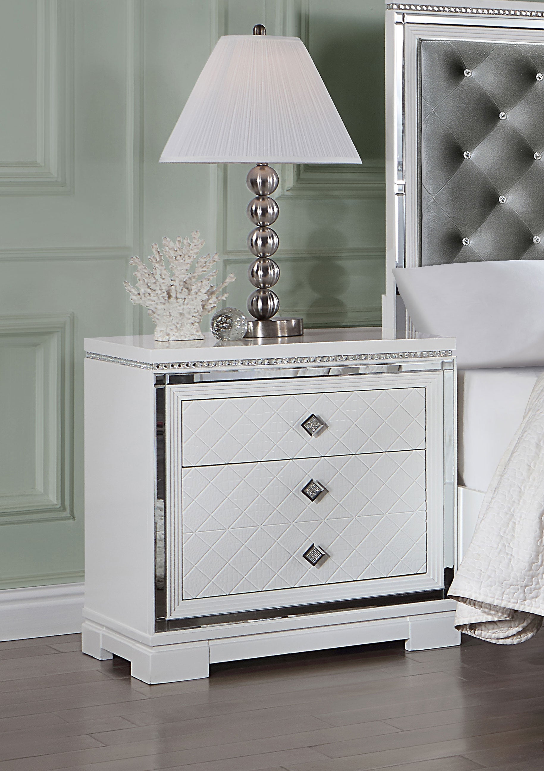 Eleanor Rectangular 2-drawer Nightstand White image