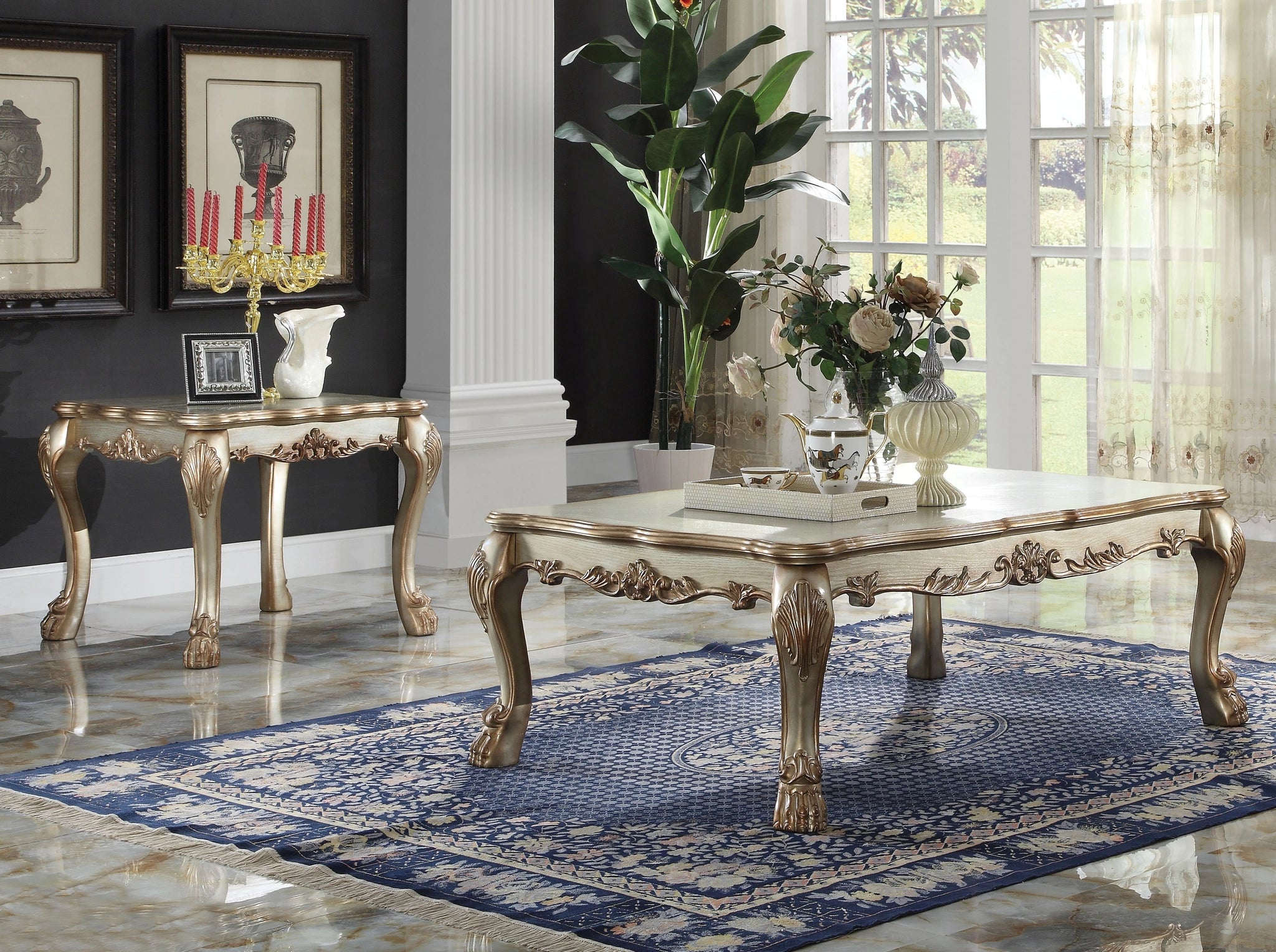 Dresden Gold Patina & Bone Coffee Table