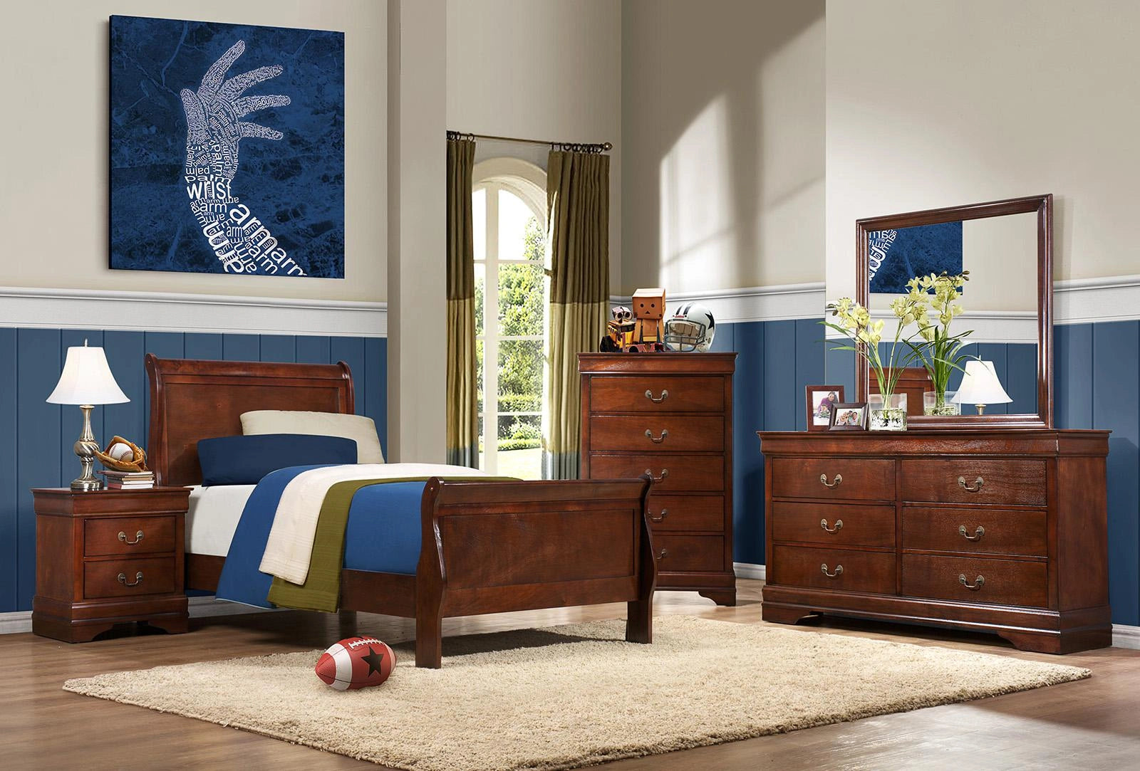 Mayville Twin Sleigh in Brown Cherry 2147T-1