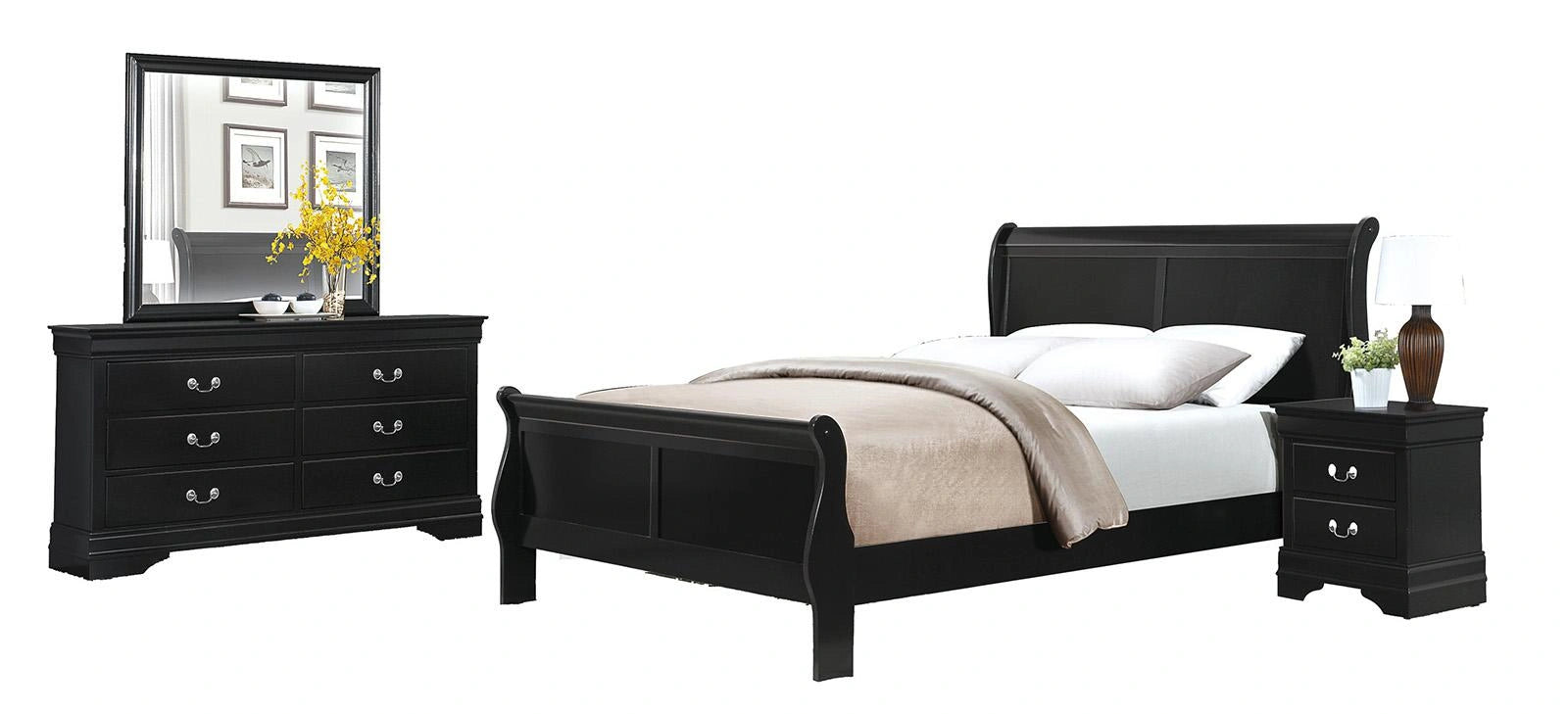 Mayville Queen Sleigh Bed in Black
