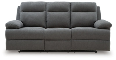 Side-Swipe Reclining Sofa with Drop Down Table