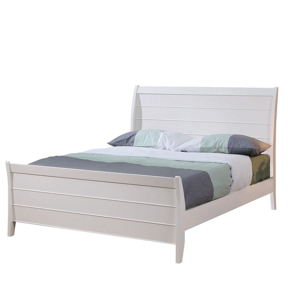 Selena Full Sleigh Platform Bed Cream White