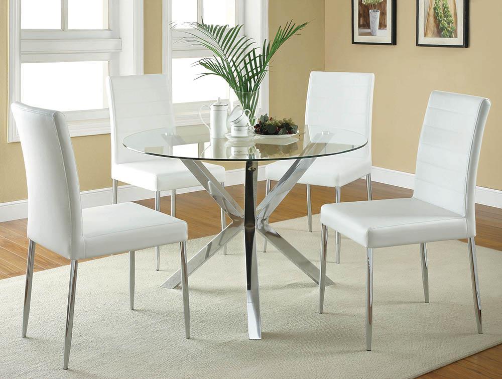 Vance Glass Top Dining Table with X-cross Base Chrome