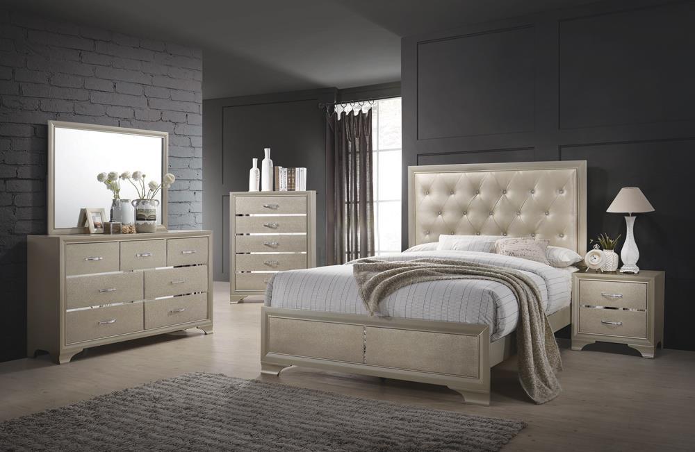 Beaumont Upholstered Queen Bed Champagne