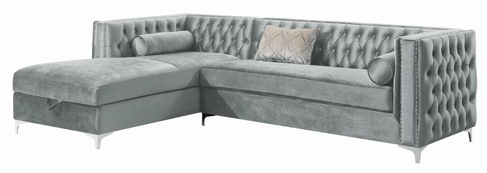 Bellaire Button-tufted Upholstered Sectional Silver