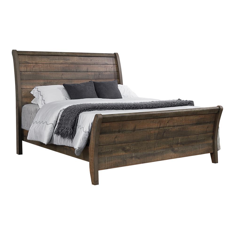 Frederick Queen Sleigh Panel Bed Weathered Oak