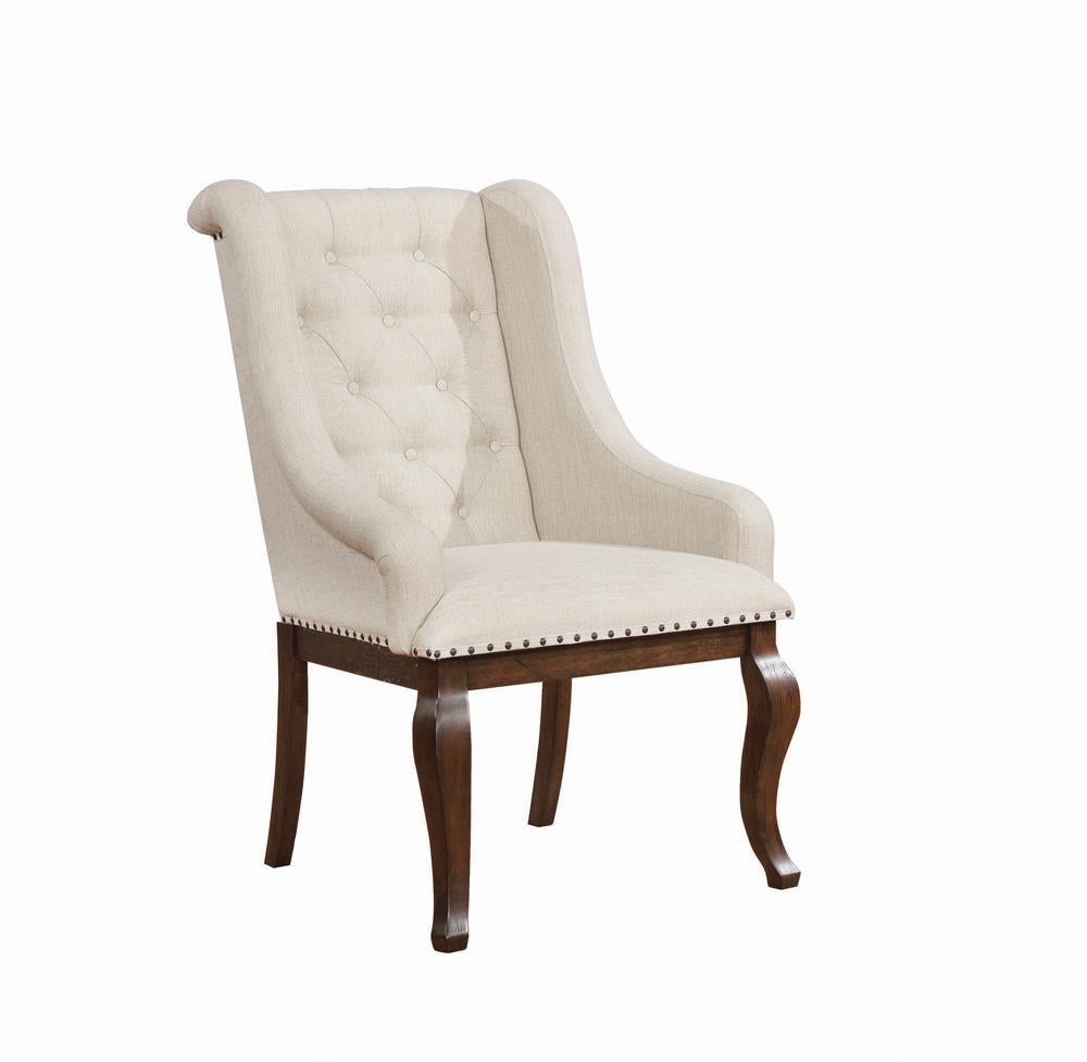 Brockway Tufted Arm Chairs Cream and Antique Java (Set of 2)