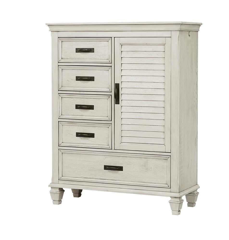 Franco 5-drawer Door Chest Antique White