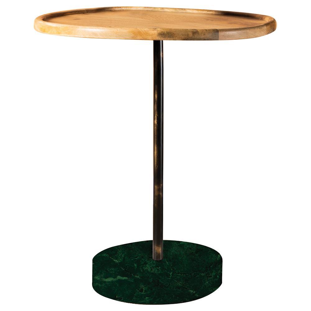 Ginevra Round Marble Base Accent Table Natural and Green