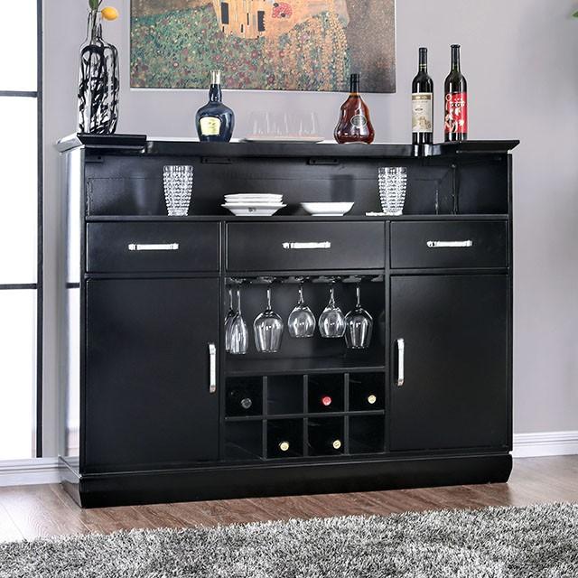 Alena Black Bar Table w/ LED Touch Light & Mirror image