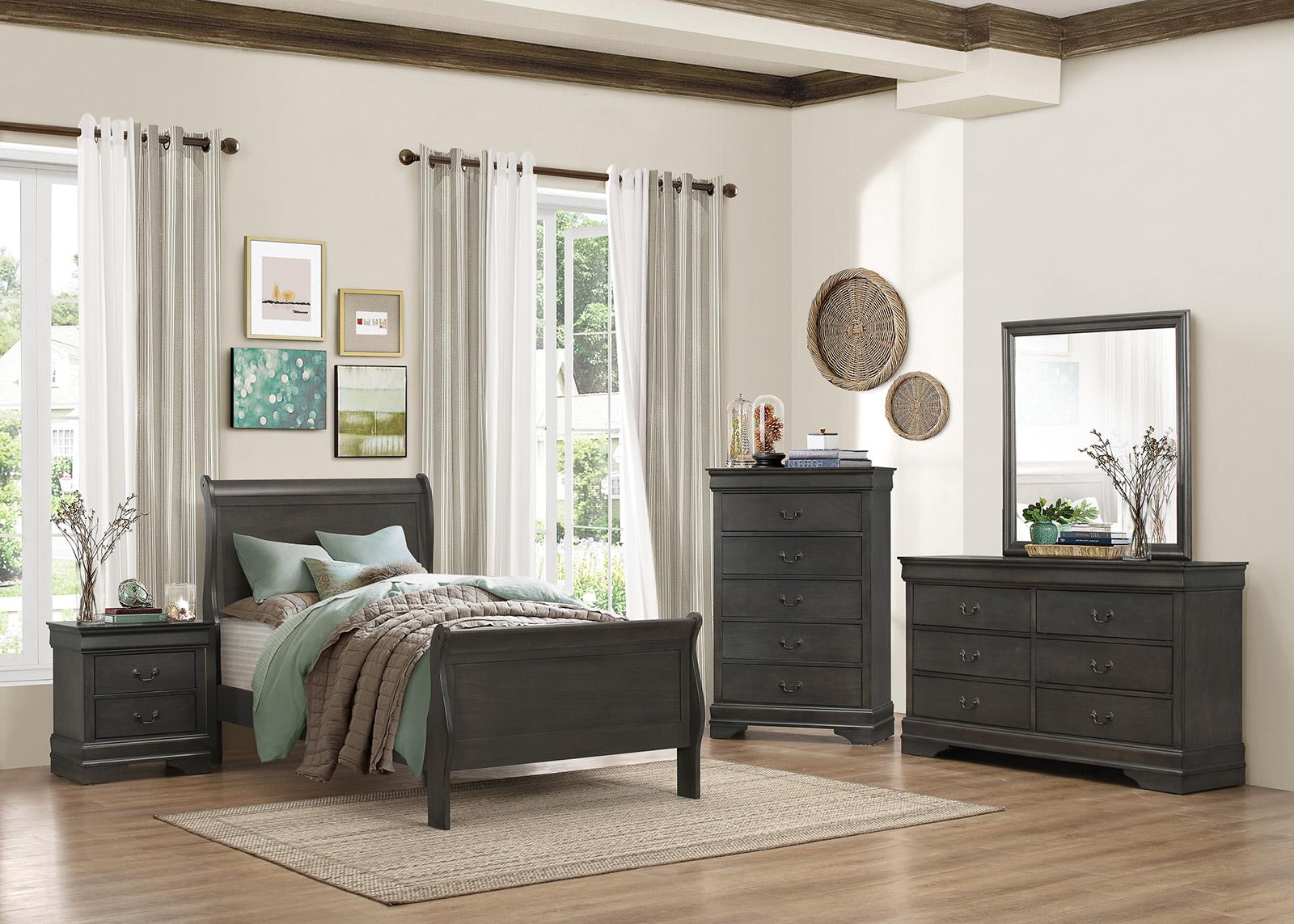 Mayville Twin Sleigh Bed in Gray