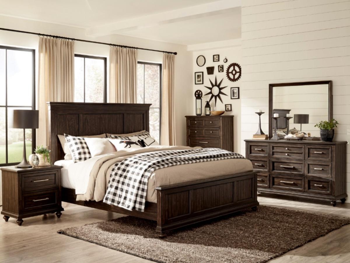 Cardona Queen Panel Bed in Driftwood Charcoal 1689-1*