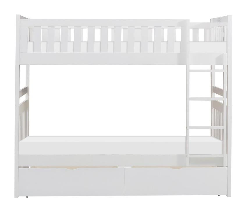 Galen Twin/Twin Bunk Bed w/ Storage Boxes in White B2053W-1*T