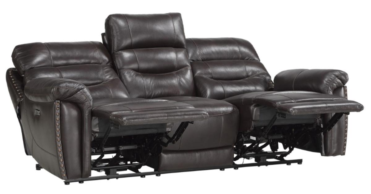 Lance Power Double Reclining Sofa with Power Headrests in Brown