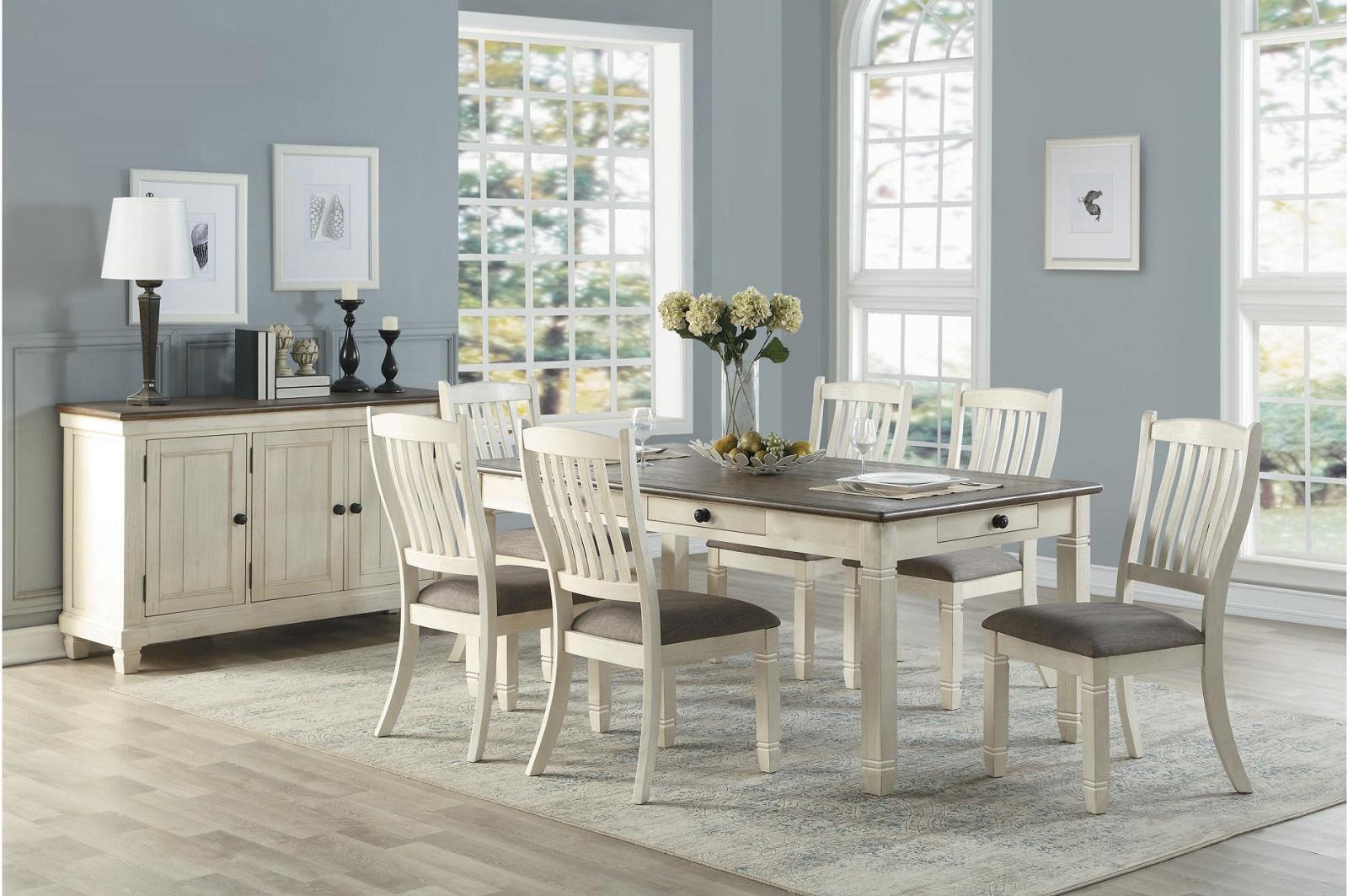 Granby Dining Table in White & Brown 5627NW-72