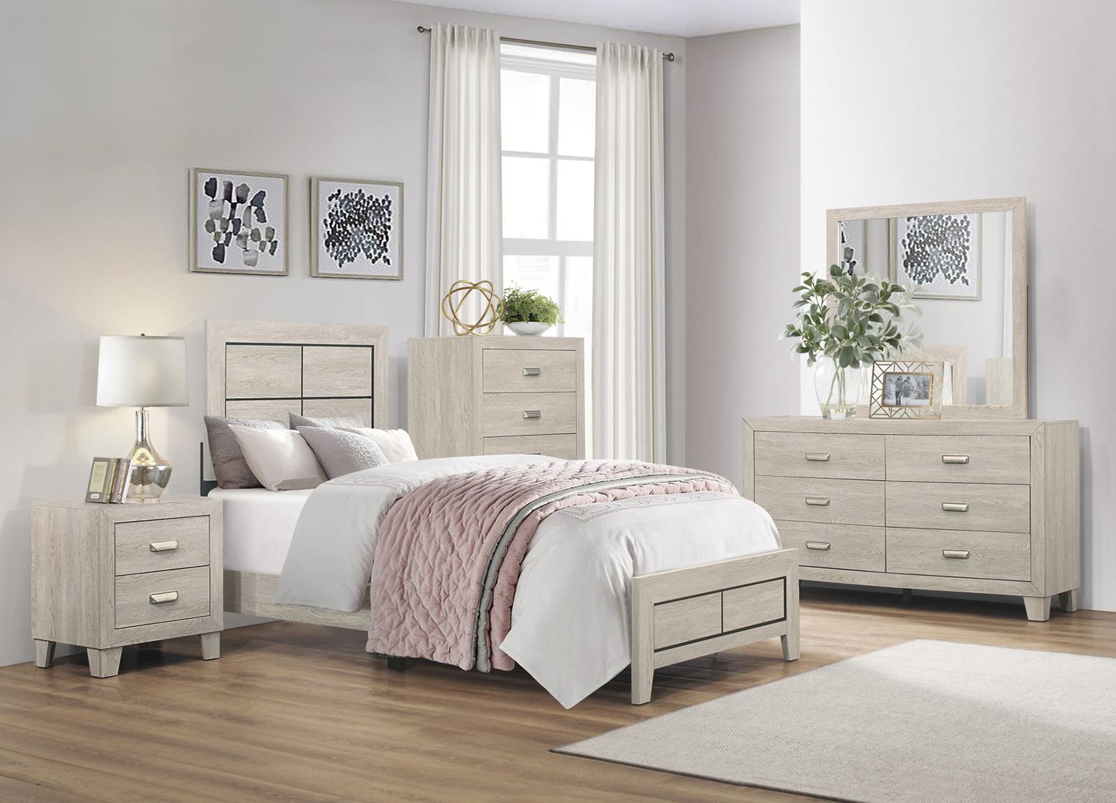 Quinby Twin Panel Bed in Light Brown 1525T-1