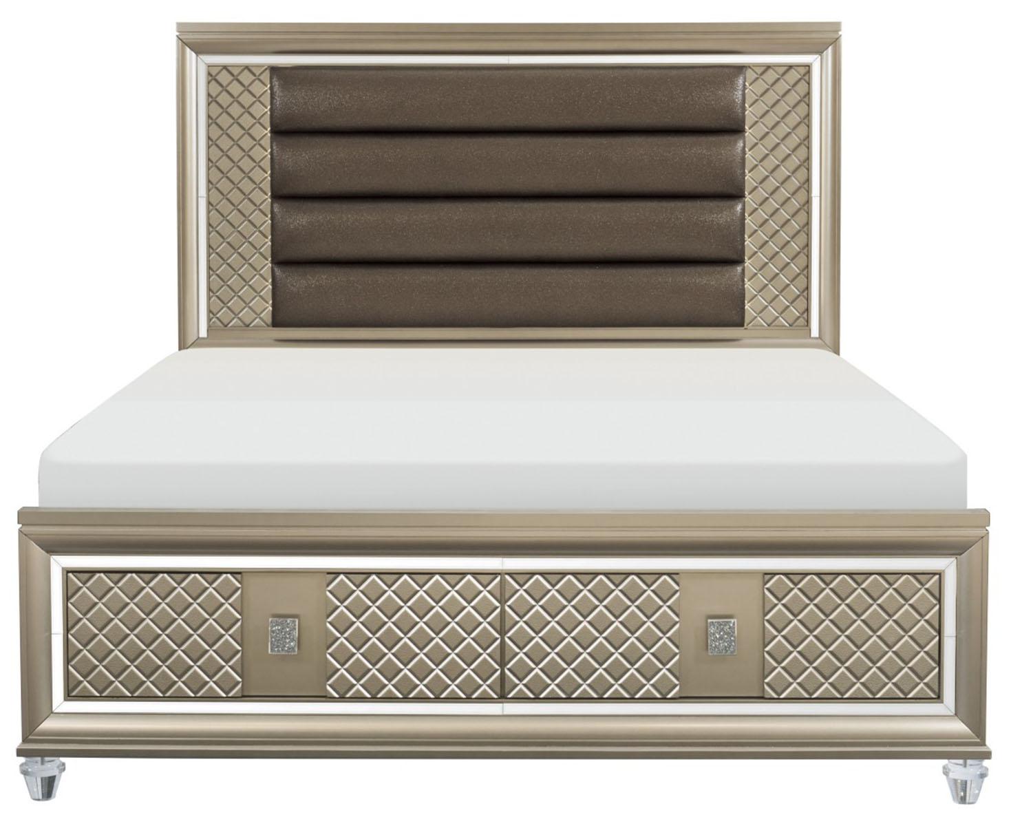 Loudon Queen Platform with Storage Bed in Champagne Metallic 1515-1*