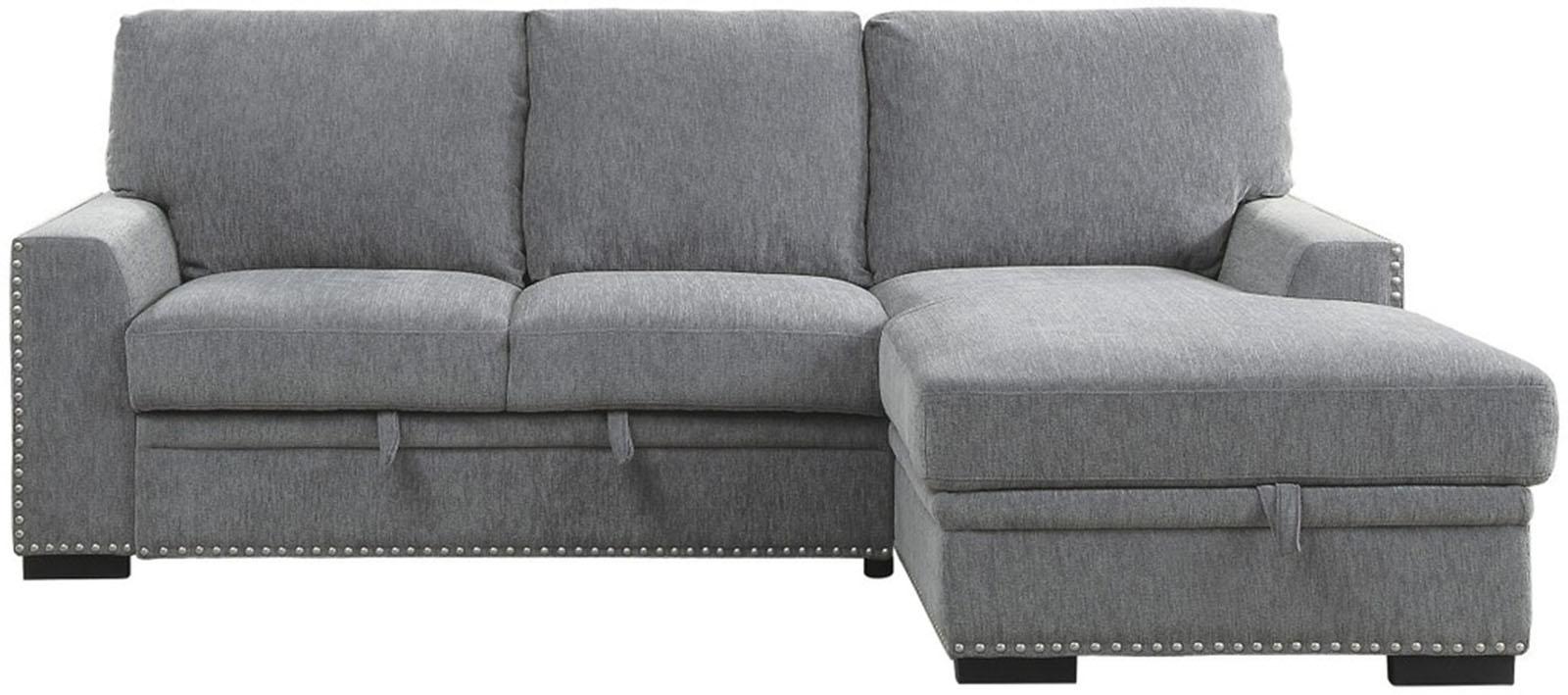 Morelia 2pc Sectional with Pull Out Bed and Right Chaise in Dark Gray