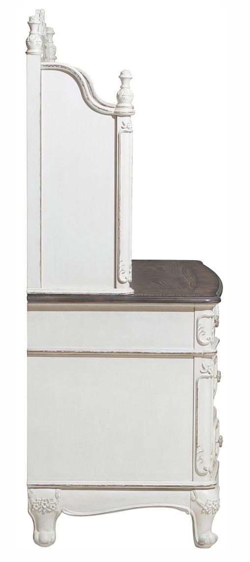 Cinderella Writing Desk in Antique White with Grey Rub-Through