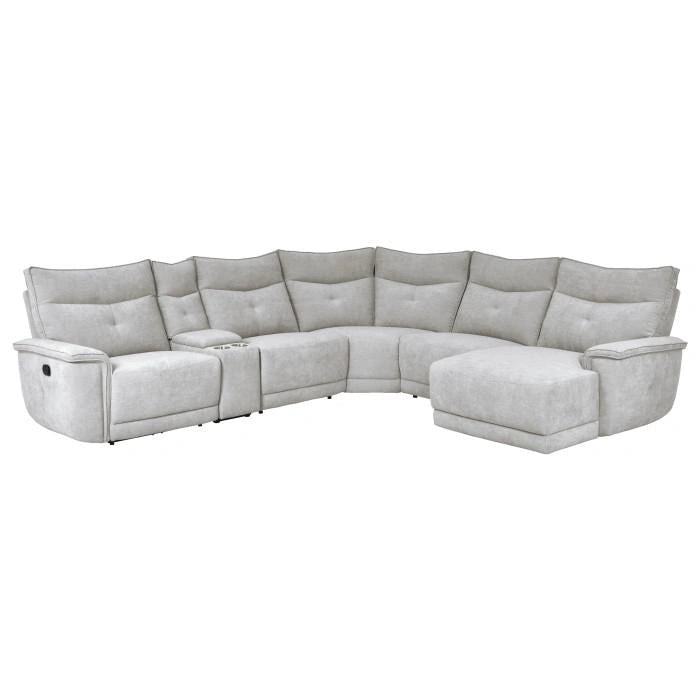 Tesoro 6pc Sectional w/ Right Chaise in Mist Gray